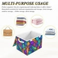 thumbnail image 6 of Yayeee Collapsible Cube Storage Bin with Lid Fabric Closet Decorative Basket with Handles, Vibrant Stained Glass Pattern, 6 of 7