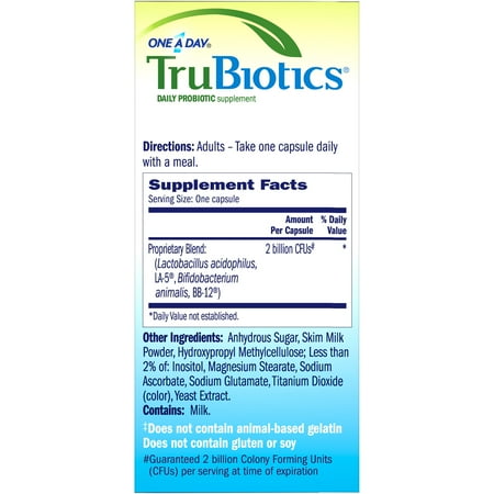 One A Day TruBiotics, Daily Probiotic Supplement for Digestive Health, 30-Capsule Box