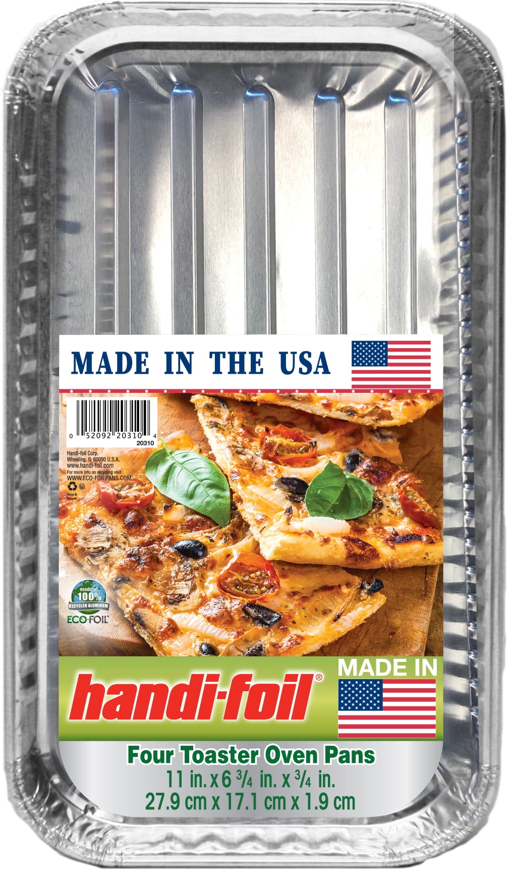 HandiFoil Aluminum Toaster Oven Pan 4ct, Pan Dimensions 11" L x 6.75