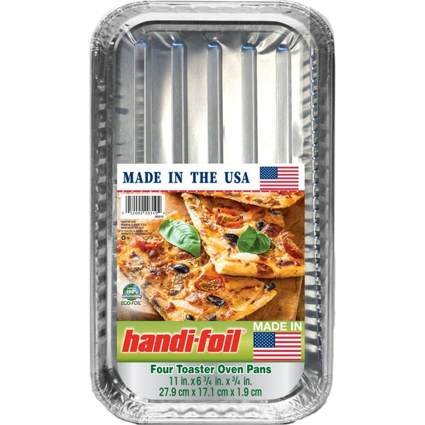 HandiFoil Aluminum Toaster Oven Pan 4ct, Pan Dimensions 11" L x 6.75" W x 0.75" D