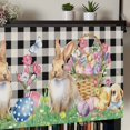 thumbnail image 5 of Easter Bunny Rod Pocket Curtain Valance, Spring Easter Eggs Floral Black White Check Farmhouse Window Valance for Living Room, Bedroom, Kitchen 54"W x 18"L, 5 of 9