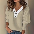 thumbnail image 2 of Bibifish Womens Sweaters Soft Oversized Tunic Knit Pullover Sweaters With Botton Design Long Sleeve V Neck Casual Workout Sweater Tops, 2 of 8