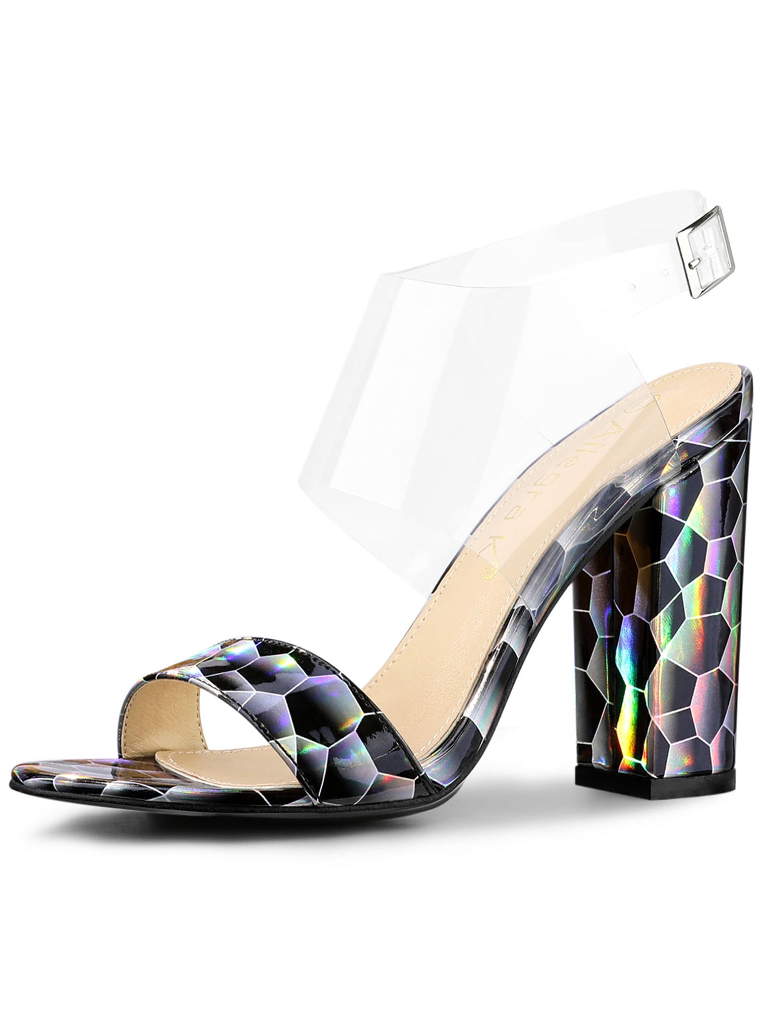 allegra k women's open toe block heel ankle strap sandals