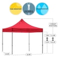 thumbnail image 2 of Red 10x10 Instant Canopy Tent with 1 Full Wall and 2 Half Walls - Commercial Grade Steel Frame with Water-Resistant Canopy Top and Sidewalls - Bonus Canopy Bag and Stake Kit Included (5 Colors), 2 of 8