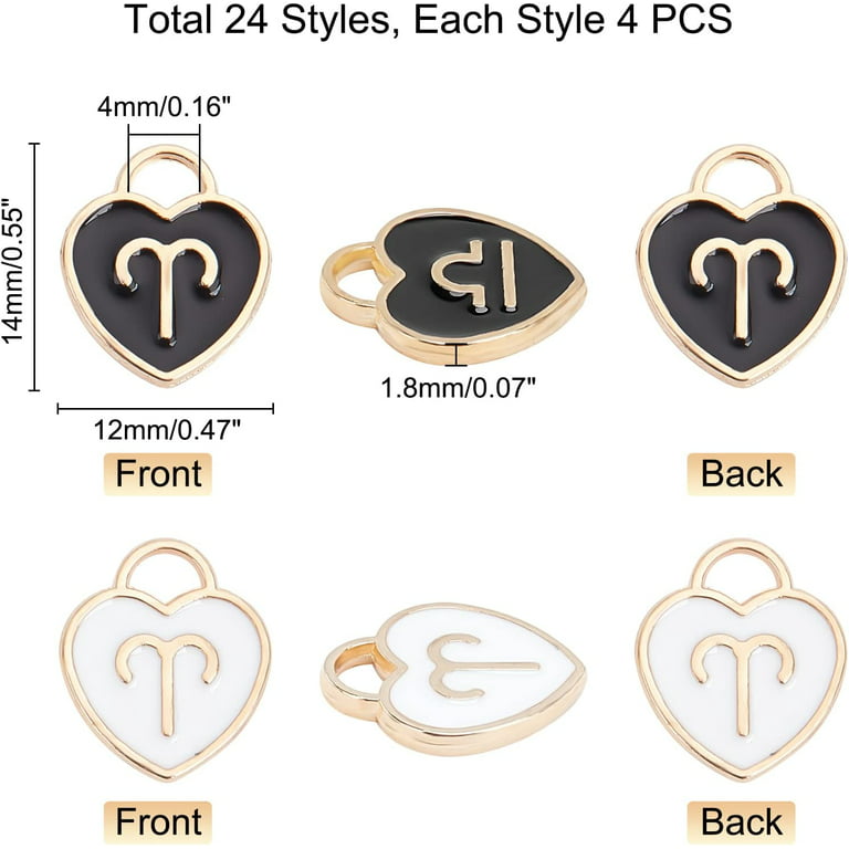 48pcs Round Zodiac Sign Charms 12 Constellation Charms Pendants Zodiac Bead  Charms Zodiac Charms Pendants for DIY Earring Bracelet Necklace Jewelry