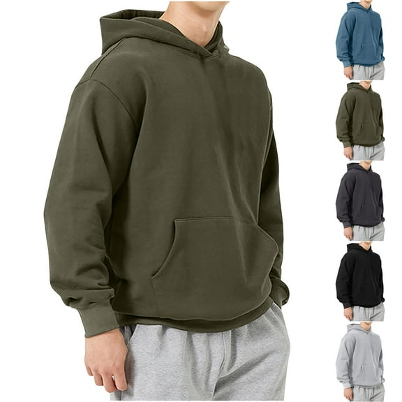 KeShDi Hoodies for Men Winter Casual Fleece Pocket Zipper Jacket Black 2X