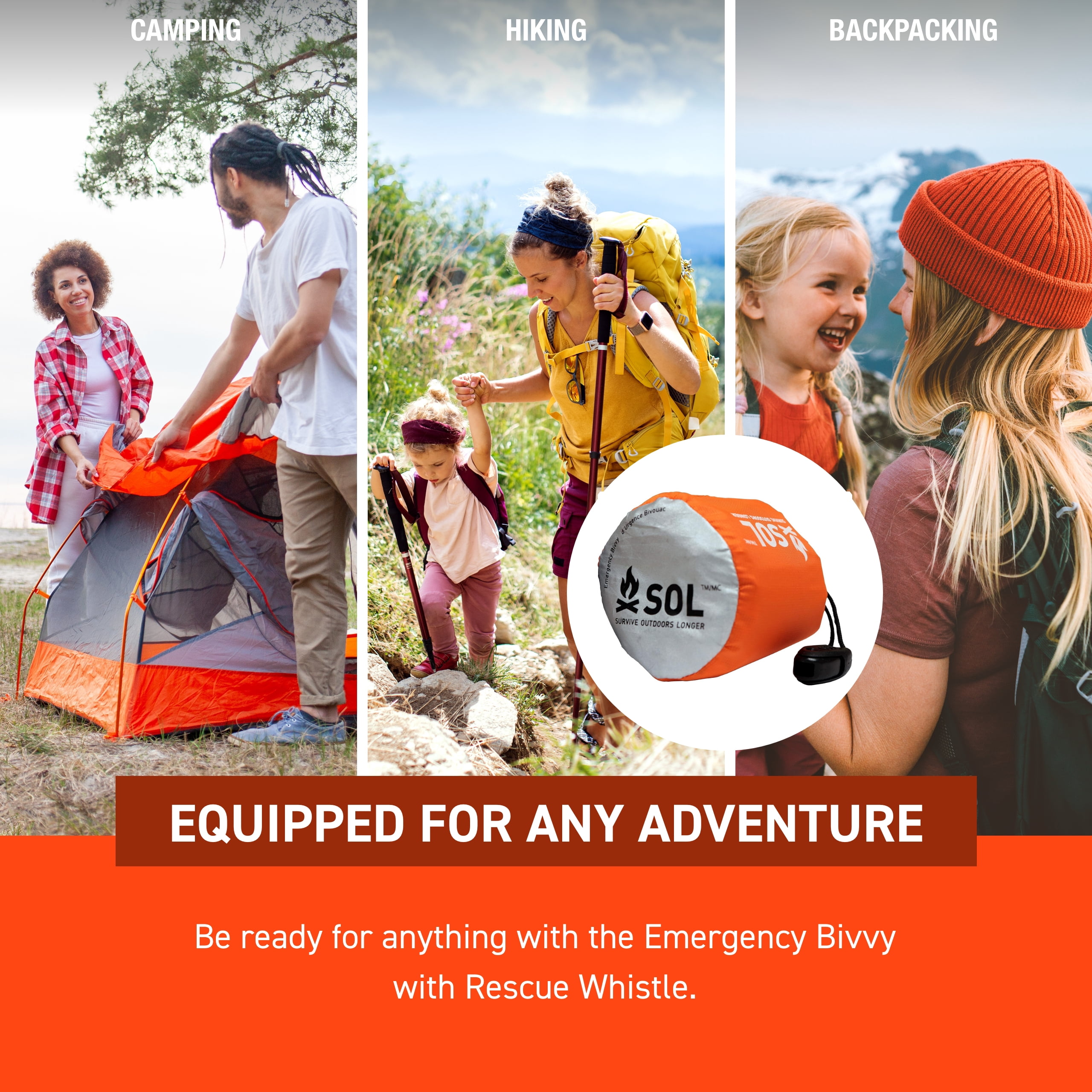 Survive Outdoors Longer Emergency Bivvy XL w/ Rescue Whistle
