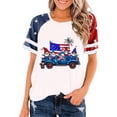 thumbnail image 1 of Top Plisado Gradiente de las Mujeres, Cuello de la Tripulación Manga Corta Blusa Suelta para el Hogar Y el Uso Diario, Ligera Túnica de Moda Casual, 1 of 2