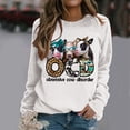 thumbnail image 1 of TINZ Sweat à Capuche Léger pour Femmes, Motif Vache Mignon, Col Rond, Manches Longues, Fermeture Éclair Complète, Crop Top, 1 of 3