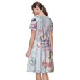 thumbnail image 2 of Bixox Robe d'Été à Manches Courtes pour Femmes Robe Ample Longueur Genou avec Poches-Rose Vintage, 2 of 7