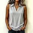 thumbnail image 3 of WULMLEO Tank Tops Women Sleeveless V Neck Collared Y2k Top Casual Trendy Tshirt Fashion Cute Office Tshirts Gray S, 3 of 7