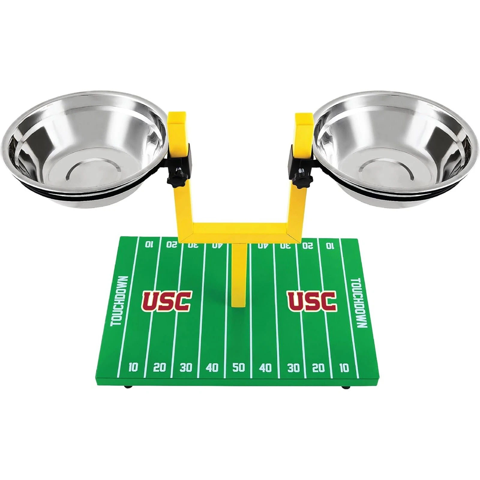 Pets First NCAA Football Goalpost Elevated Dog Feeder Stainless Steel Bowl