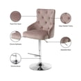 thumbnail image 7 of Meridian Furniture Claude 34.5"H Velvet Adjustable Bar Stool in Pink, 7 of 7