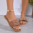 thumbnail image 5 of Eltusu Women Flat Slide Sandals, Open Toe Casual PU No Slip Summer Shoes Brown Size 9, 5 of 7