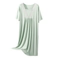 thumbnail image 2 of Oksale Plus Size Womens Modal Sleep Shirts Trendy Lace Crewneck Midi Victorian Night Gown Pleated Front Pajama Dress Short Sleeve Sleepwear 2025 Mint Green L, 2 of 7