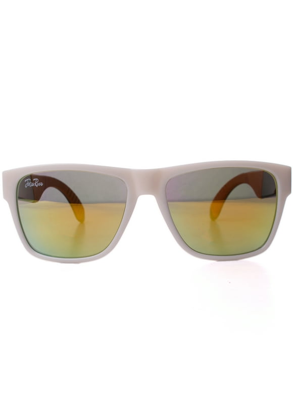 Wayfair Gradient Sunglasses, White Orange Rectangle Frame, Green Blue Lens, OS