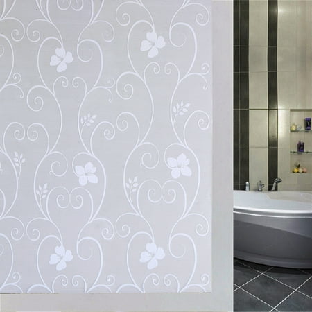 - 45x100cm Bathroom Home Decor Frosted Glass Windows Film Static Sticker Flower Self Adhesive