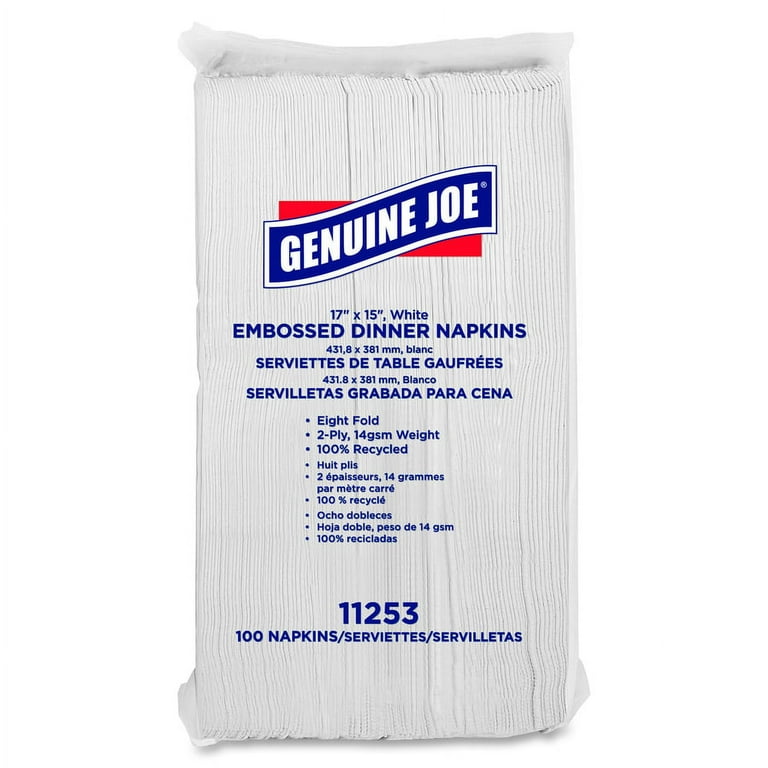Genuine Joe Embossed Dinner Napkins - 2 Ply - 1/8 Fold - 17 Genuine Joe Embossed Dinner Napkins - 2 Ply - 1/8 Fold - 17