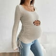 thumbnail image 6 of SELONE Maternity Casual Tops for Women Ribbed Stretchy Shirts Crewneck Long Sleeve Curved Hem Pullover Soild Clothes, 6 of 6