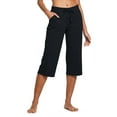 thumbnail image 4 of BALEAF Womens Pants Yoga Capris Training Work Running Joggers Casual Summer Cotton Pants with Pocketed Black Size XL, 4 of 8