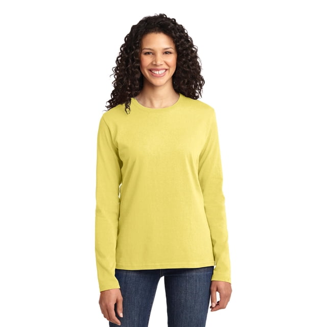 Port & Company Camiseta de algod?n de manga larga para mujer 4XL Amarillo Puerto & Compa??a LPC54LS