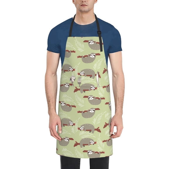 Naloa Twig Sloth Apron Kitchen Aprons with Pockets for Women Men Chef