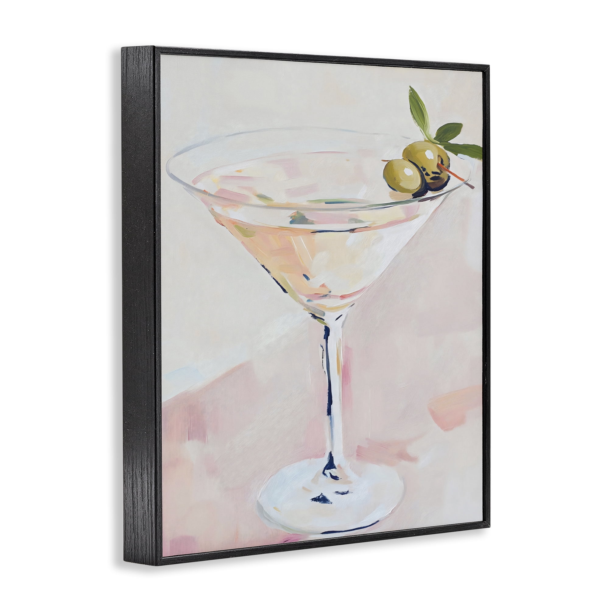 Stupell Industries Pastel Martini with Olive Garnish Black Framed Giclee Art, design by The Prints Vibe