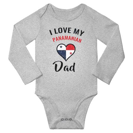 

I Love My Panamanian Dad Baby Long Slevve Bodysuit Romper (Gray 18-24 Months)