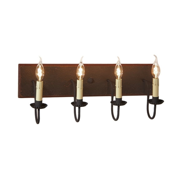 Irvins Country Tinware Four Arm Vanity Light in Espresso with Salem Brick