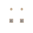 thumbnail image 2 of Time and Tru Goldtone 5pc Crystal Studs Hoop Initial "C"Earring Set, 2 of 7