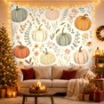 thumbnail image 3 of Watercolor Pumpkins on Parchment Background, Cozy Rustic for Cottagecore Lovers, Botanical Art Decor, Thanksgiving Gift Tapestry Wall Hanging for Living Room and Bedroom, 3 of 7