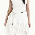 thumbnail image 2 of Unique Bargains 1 Pc Adjustable Waist Belt Bohemian Tie Belt Bohemian Colored Beads Pattern White, 2 of 5