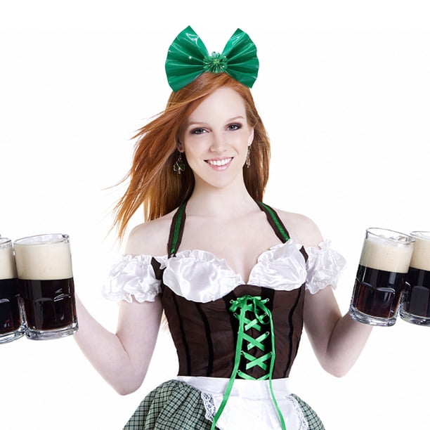 Diademas verdes del Día de San Patricio | Accesorios ajustables de plástico y tela para el cabello para niños y adultos | Vestir festivo de primavera | Lindos accesorios de disfraces irlandeses