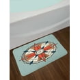 thumbnail image 2 of Compass Bath Mat, Compass Illustration Arrows Cartography Journey Path Always North, Non-Slip Plush Mat Bathroom Kitchen Laundry Room Decor, 29.5 X 17.5 Inches, Turquoise Pale Orange Blue, Ambesonne, 2 of 2