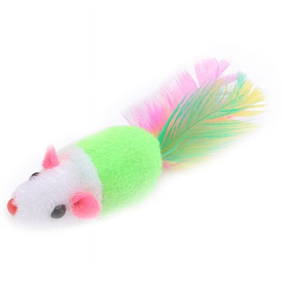 Juguete para gato, ratón, felpa, pluma sintética, divertido, lindo, gatito, ratón, juguete para masticar gato
