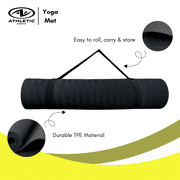 Athletic Works 68x24 inch 5mm TPE Rich Black Yoga Mat with Carry Strap