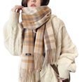 thumbnail image 1 of Bufanda de tartán para mujer - Bufandas de manta a cuadros de invierno Bufandas largas, suaves y cálidas a cuadros escoceses Bufandas de lana para mujer Chal con borlas de hilado Regalo de Navidad, 1 of 4