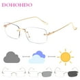 thumbnail image 1 of Men Photochromic Anti Blue Light Glasses Vintage Rimless Blocking Blue Ray Classic Eyeglasses UV Protection Computer Game Oculos, 1 of 7
