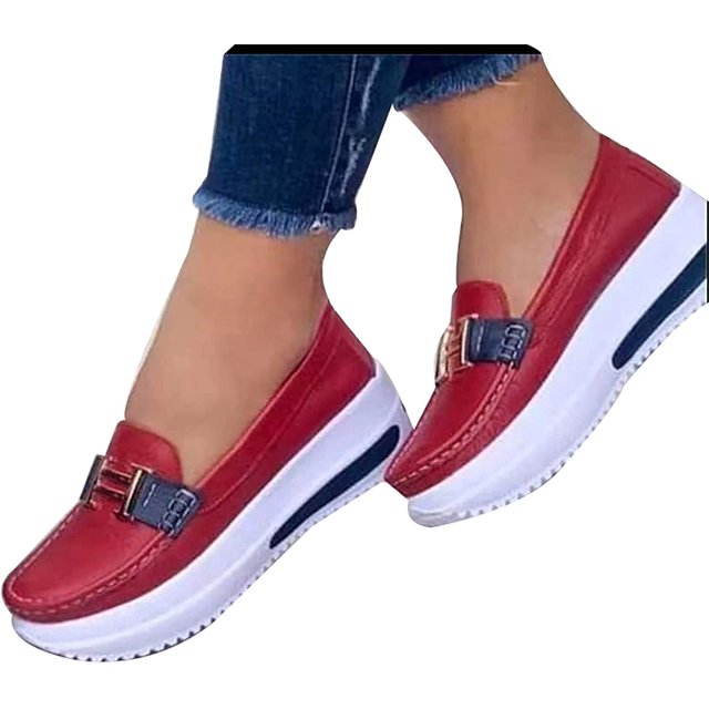 Zapatos para caminar cómodos mocasines de cuña cómodos con plataforma, antideslizantes, zapatos de conducción para mujer, casuales, planos de poliuretano Xishao ropa