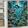 thumbnail image 6 of JRXY Dolphins Underwater World Animal Dolphins Fish Seaweed Coral Shower Curtain Multiple Sizes White, 6 of 7