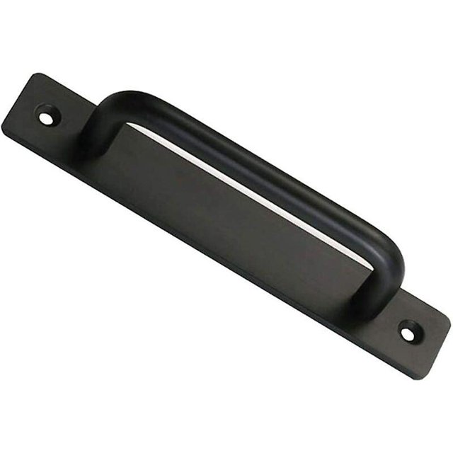 Manija de puerta de granero, Manija de puerta de granero corrediza Perfecta para puerta Gabinete Armario Cajón Cobertizo Garaje Incluido 2 tornillos - Negro, 150 mm,11 Feliz Sencillez