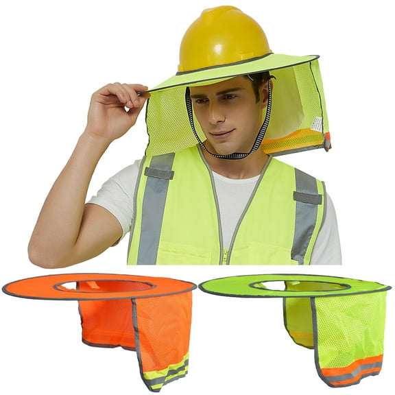 Toptie 3 Pack Hard Hat Sun Shield, Full Brim Mesh Sunshade with Visor, High Visibility Neck Shield