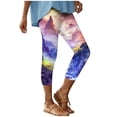 thumbnail image 2 of jjayotai Boho Floral Print Leggings for Women, Trendy Art Painting Beach Summer Fall Clothes Yoga Pants High Waisted Capri Trousers, 2 of 7