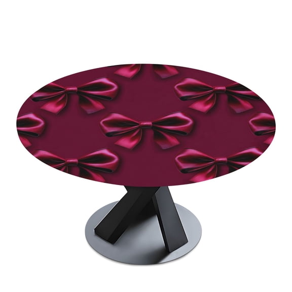 Round Premium Polyester Tablecloth Round Table Cloth Cover For Kitchen And Dining Room Red Bows