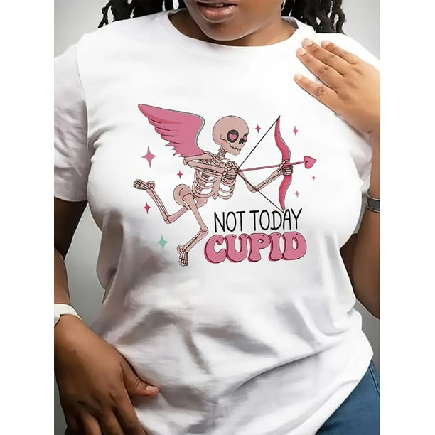 Not Today, Cupid' Graphic Tee - Casual Crew Neck T-Shirt for Women, Machine Washable Tee For Adult, Men, Women, Teen, Teenager, Adolescent, Youth