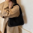 thumbnail image 5 of Retro Faux Suede Rivet Shoulder Bags Large Studded Purse Slouchy Shoulder Purse Fall Accessories (Black), 5 of 10