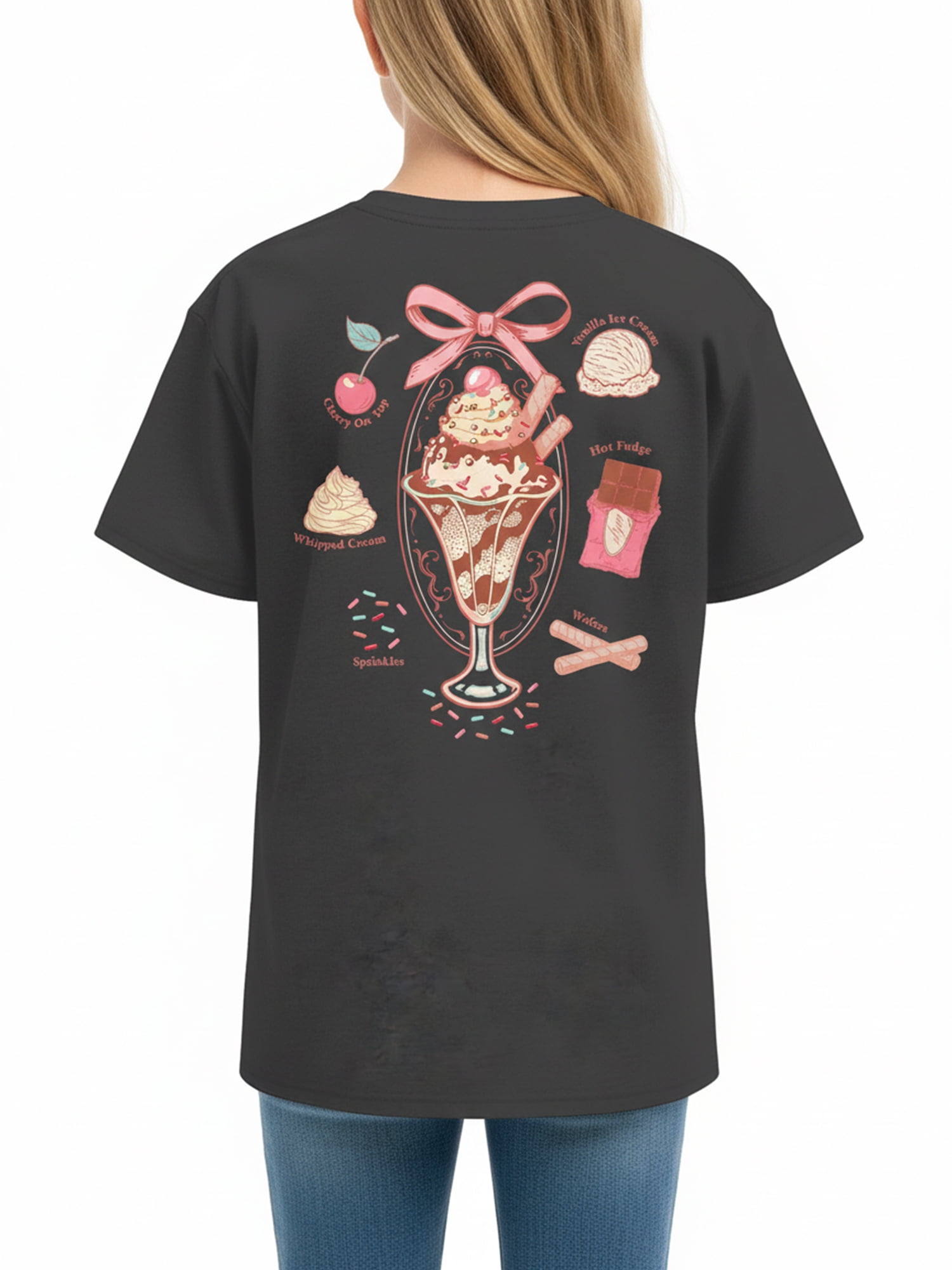 Wonder Nation Girls Best Sundae Ever Graphic T-Shirt with Short Sleeves, Sizes 4-18
