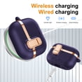 thumbnail image 6 of Dteck Case for Apple AirPods 4th Generation,Shockproof PU Leather with Lock Case Built-in Fold-out Phone Stand Cover with Carabiner Keychain for AirPods 4th Gen (2024), Purple, 6 of 7