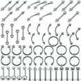 thumbnail image 3 of 60Pcs Steel Mixed Nose Lip Eyebrow Tongue Belly Bar Ring Body Piercing Jewe WA, 3 of 11