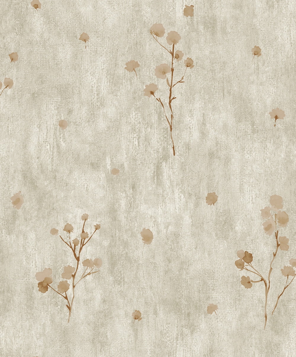 Dundee Deco Wallpaper Roll - Floral Dark Tan, Brown Distressed Flowers